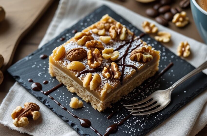 Coffee Ginger Walnut Slice Recipe